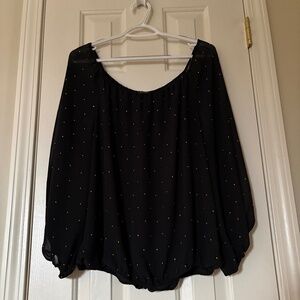 Vince Camuto Size Medium Black Top with Gold Accents